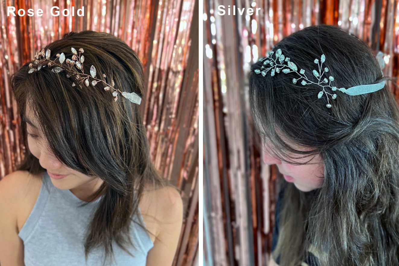 Wedding Hair Piece, Wedding Headband for Bride, Floral Hair Piece Wedding, Bridal Hair Comb, Silver Bridal Headpiece